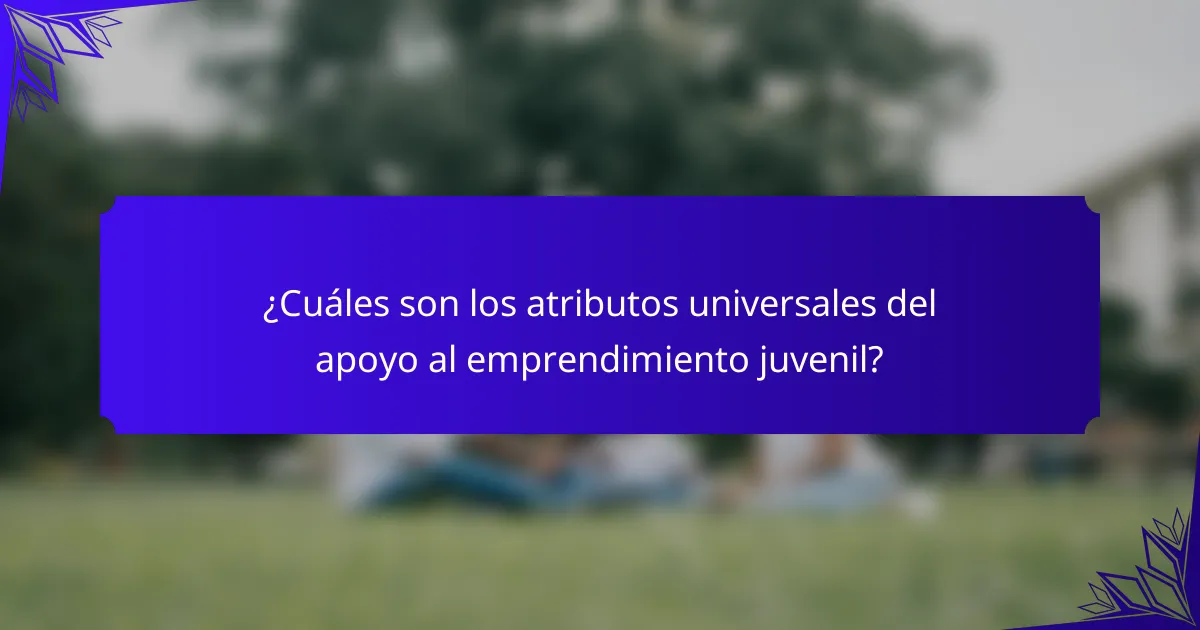 ¿Cuáles son los atributos universales del apoyo al emprendimiento juvenil?