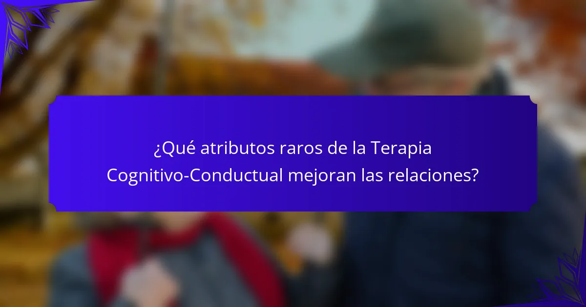 ¿Qué atributos raros de la Terapia Cognitivo-Conductual mejoran las relaciones?
