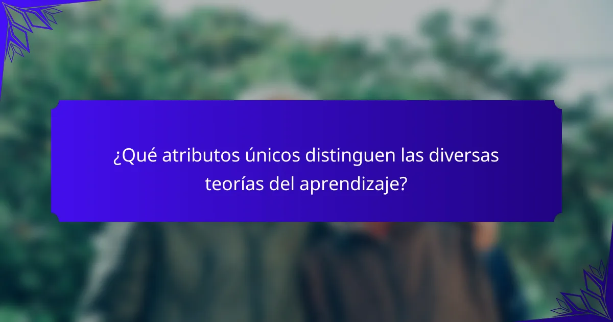 ¿Qué atributos únicos distinguen las diversas teorías del aprendizaje?