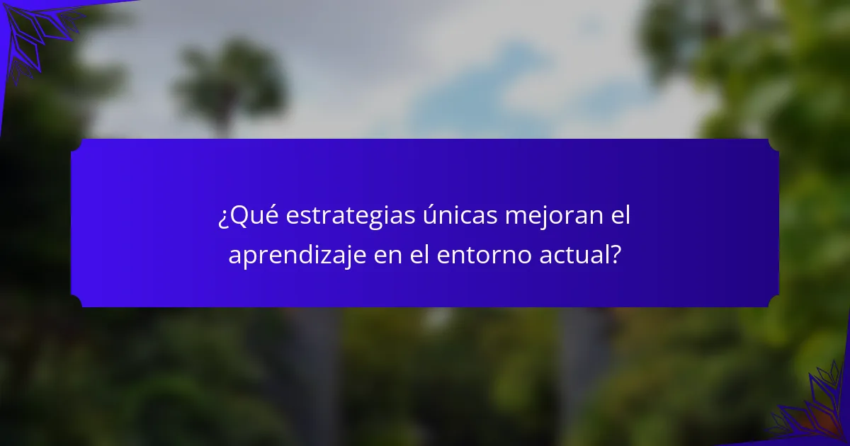 ¿Qué estrategias únicas mejoran el aprendizaje en el entorno actual?